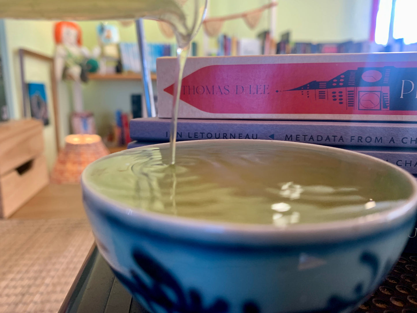Ceramic bowl with green tea